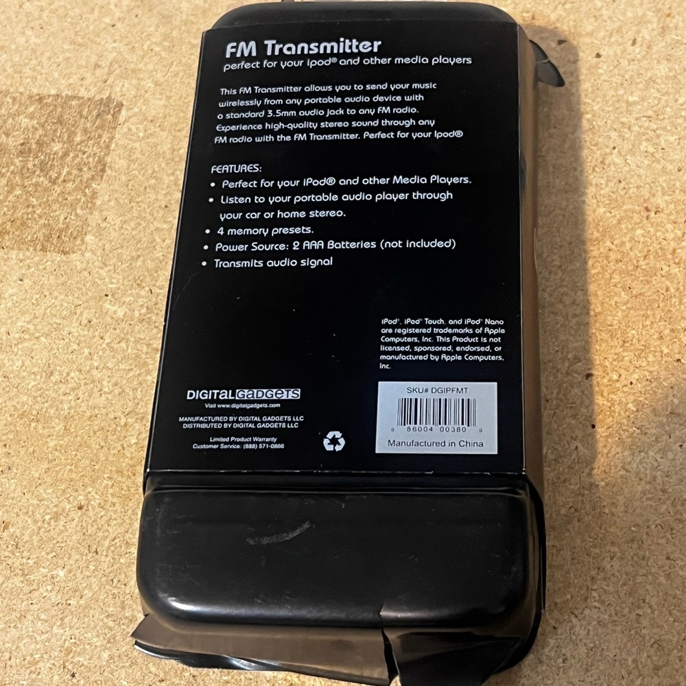 FM Transmitter New. For ipod. Never used